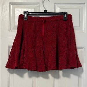 Aerie Red Lace Skater Skirt